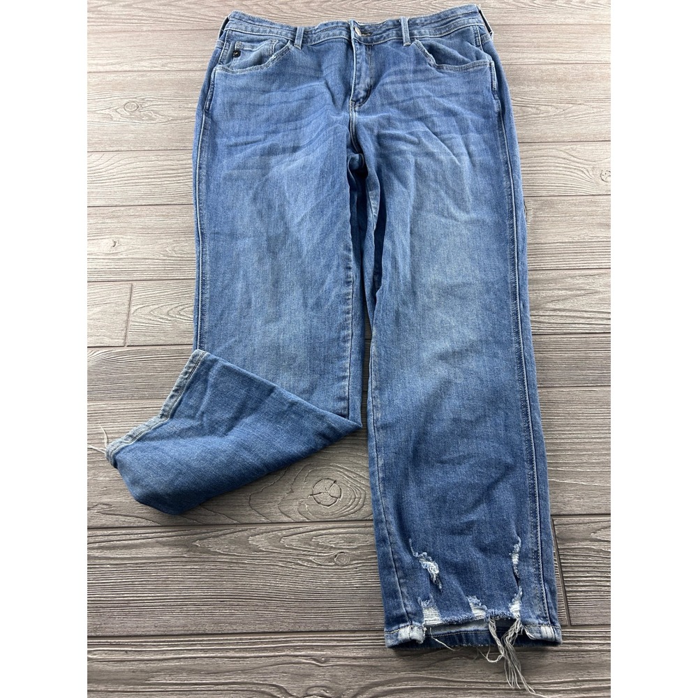 KanCan High Rise Wide Leg Distressed Hem Blue Jeans 15/31 KC20113M